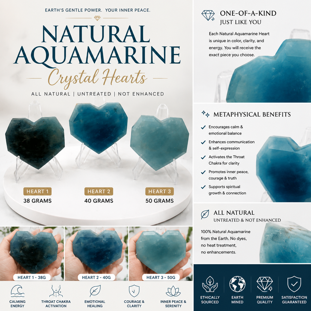 Natural Aquamarine Heart Crystal
