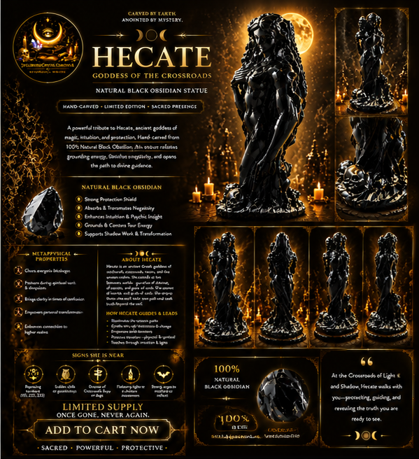 Hecate – Goddess of the Crossroads | Black Obsidian Sculpture