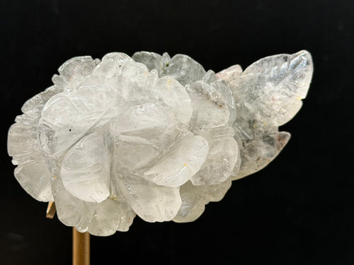 Green Phantom Clear Quartz Rose Crystal Carving