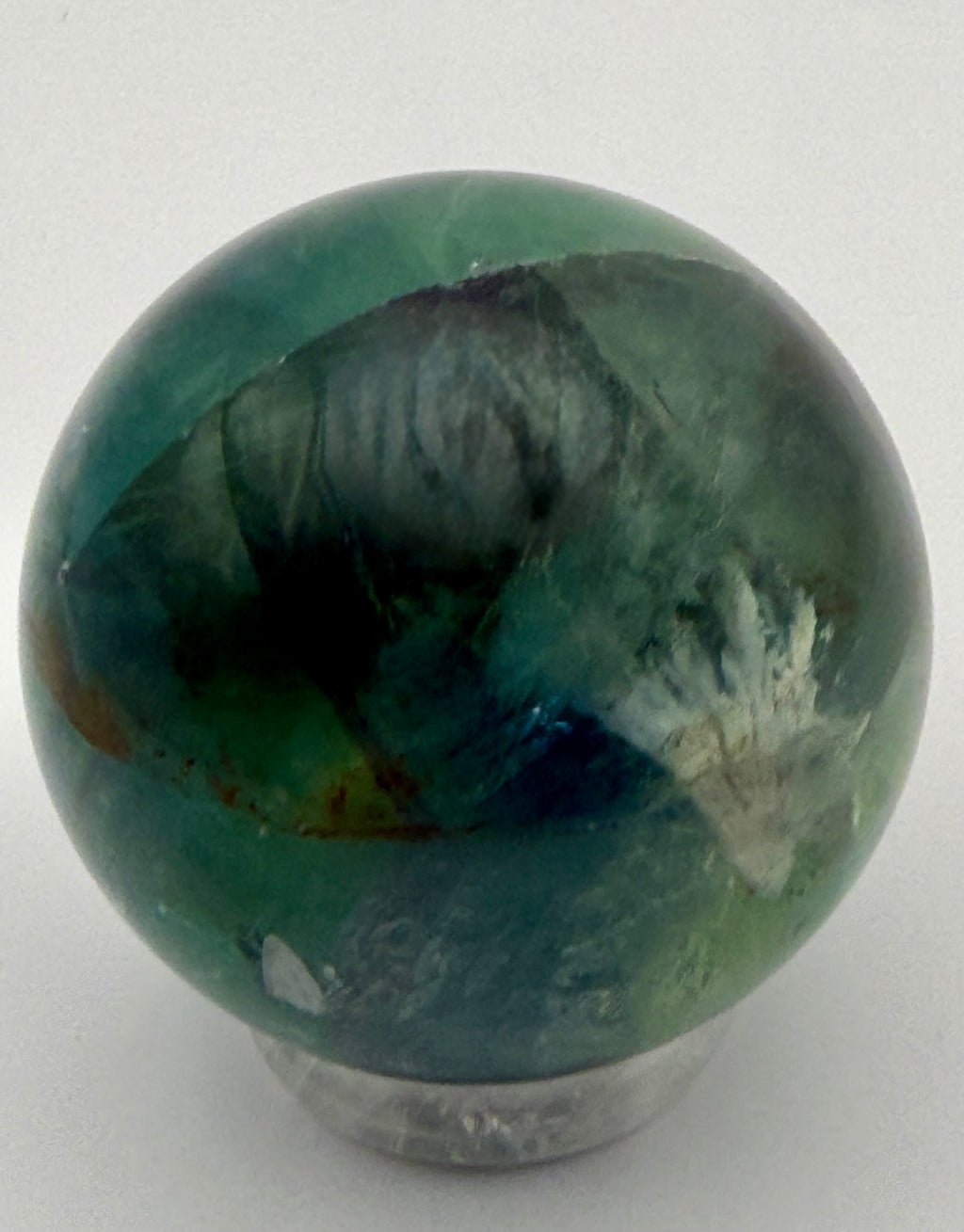 Enchanted Bloom | All Natural Fluorite Sphere with White Plume-Like Inclusions