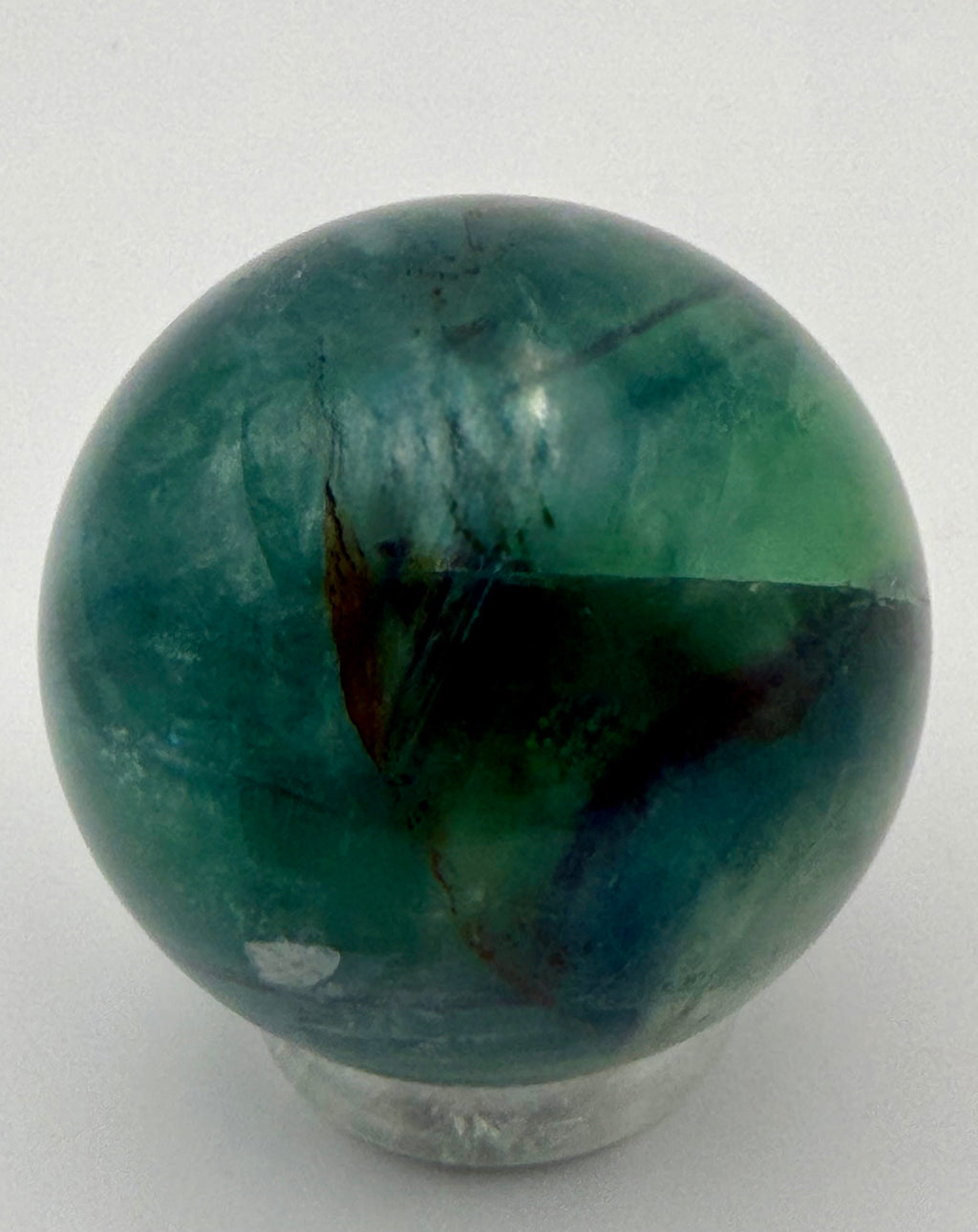 Enchanted Bloom | All Natural Fluorite Sphere with White Plume-Like Inclusions