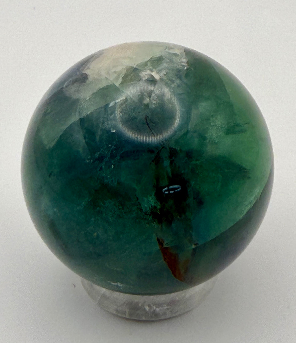 Enchanted Bloom | All Natural Fluorite Sphere with White Plume-Like Inclusions
