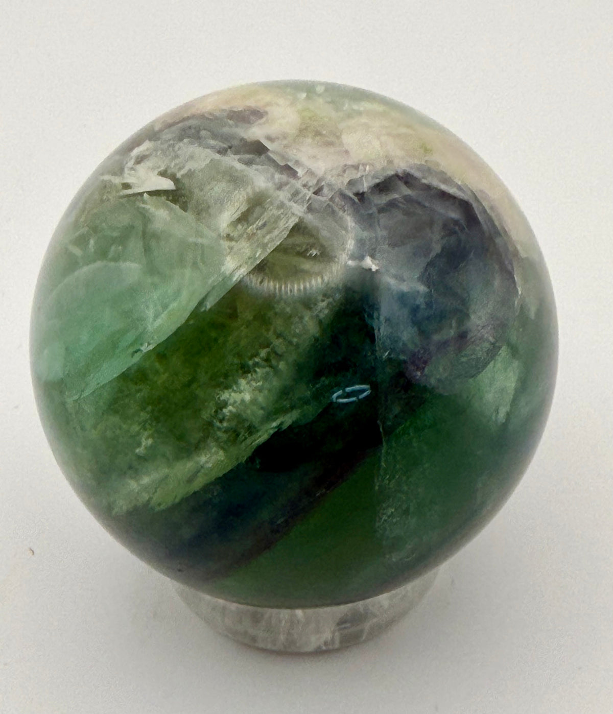 Enchanted Bloom | All Natural Fluorite Sphere with White Plume-Like Inclusions