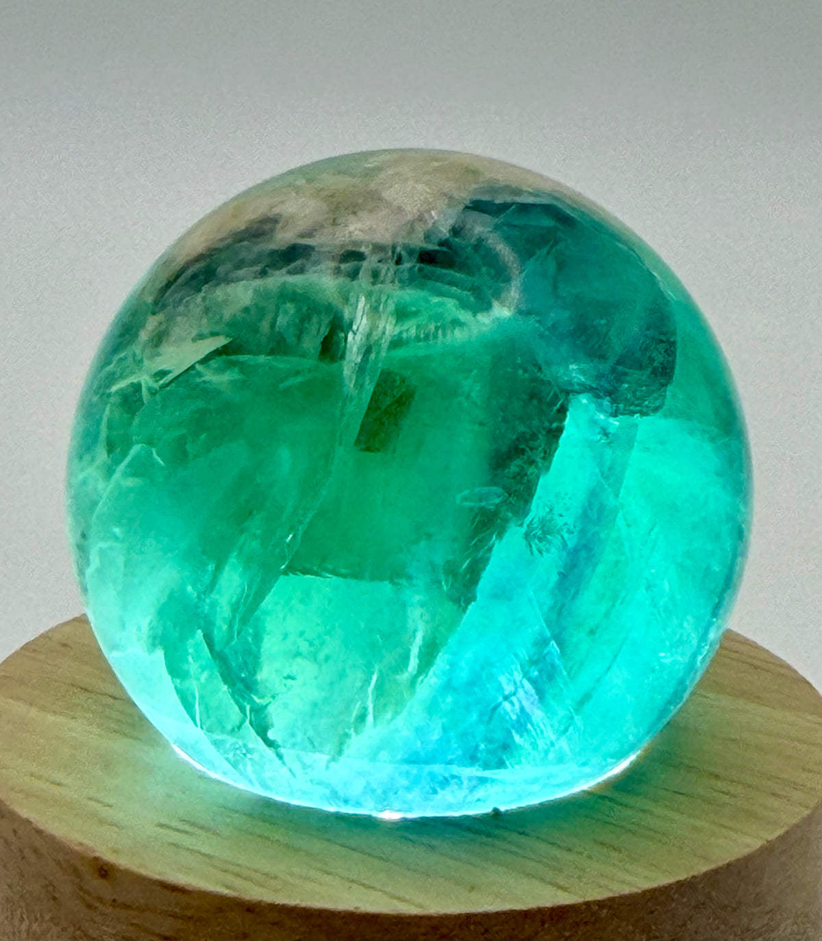 Enchanted Bloom | All Natural Fluorite Sphere with White Plume-Like Inclusions