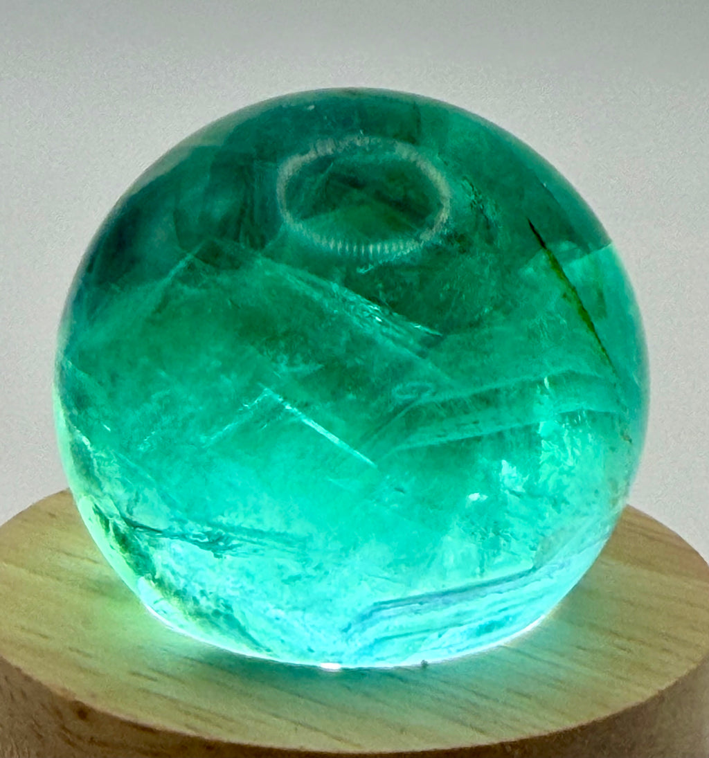 Enchanted Bloom | All Natural Fluorite Sphere with White Plume-Like Inclusions