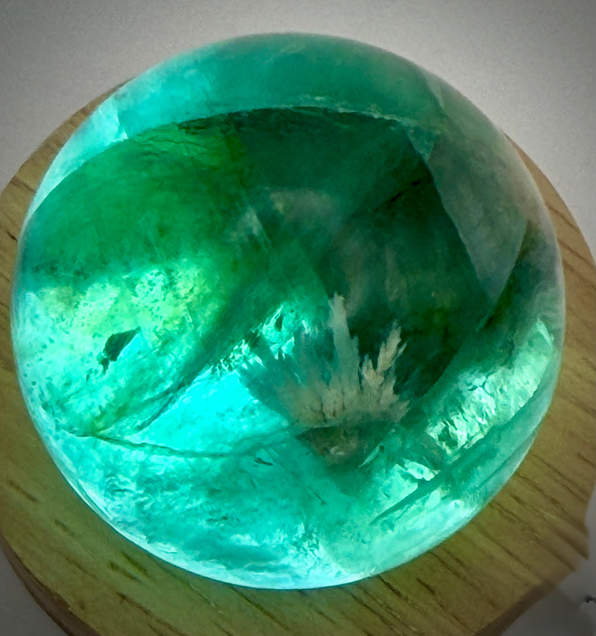 Enchanted Bloom | All Natural Fluorite Sphere with White Plume-Like Inclusions