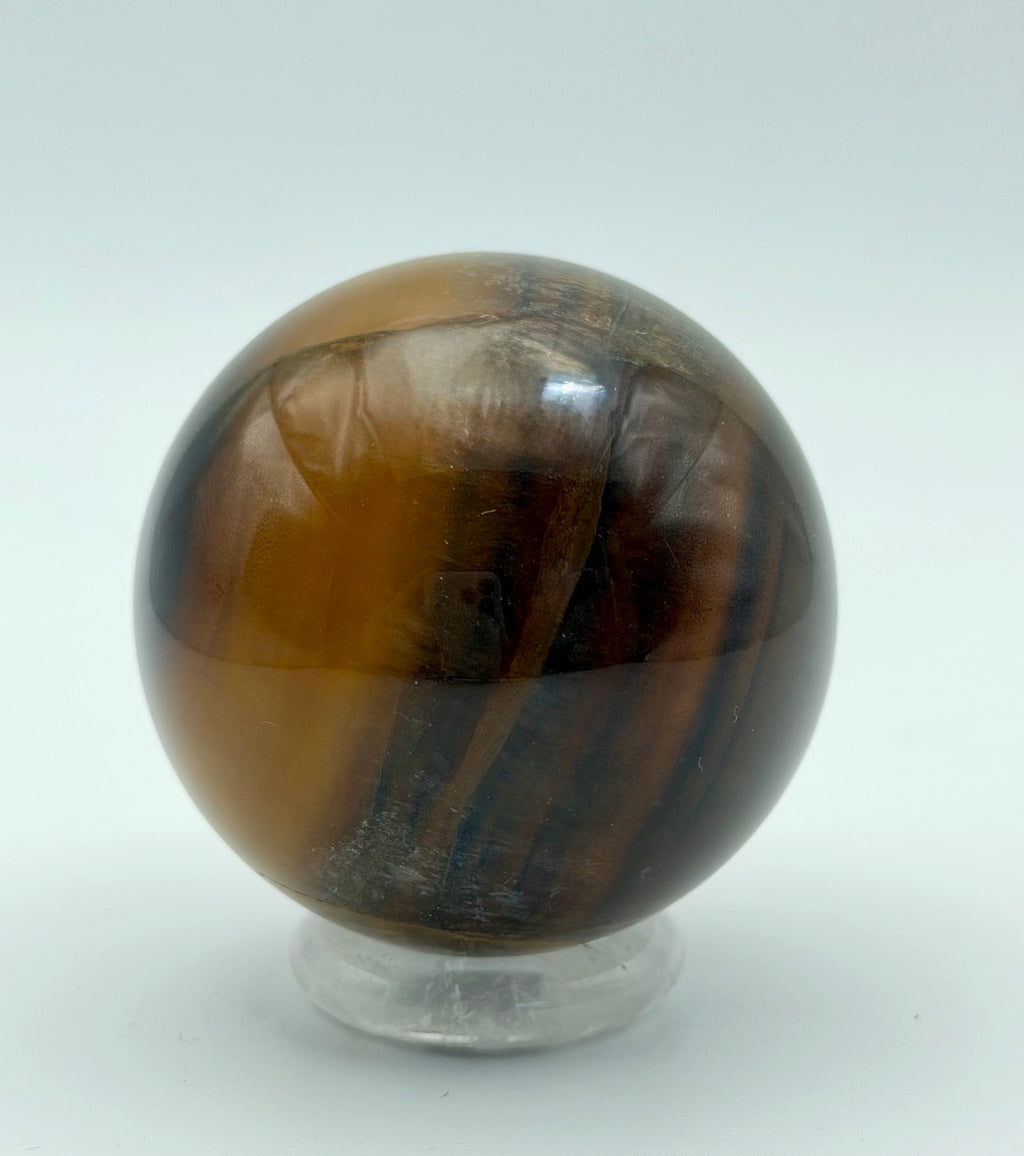 Amber Shadow | All Natural Banded Fluorite Sphere