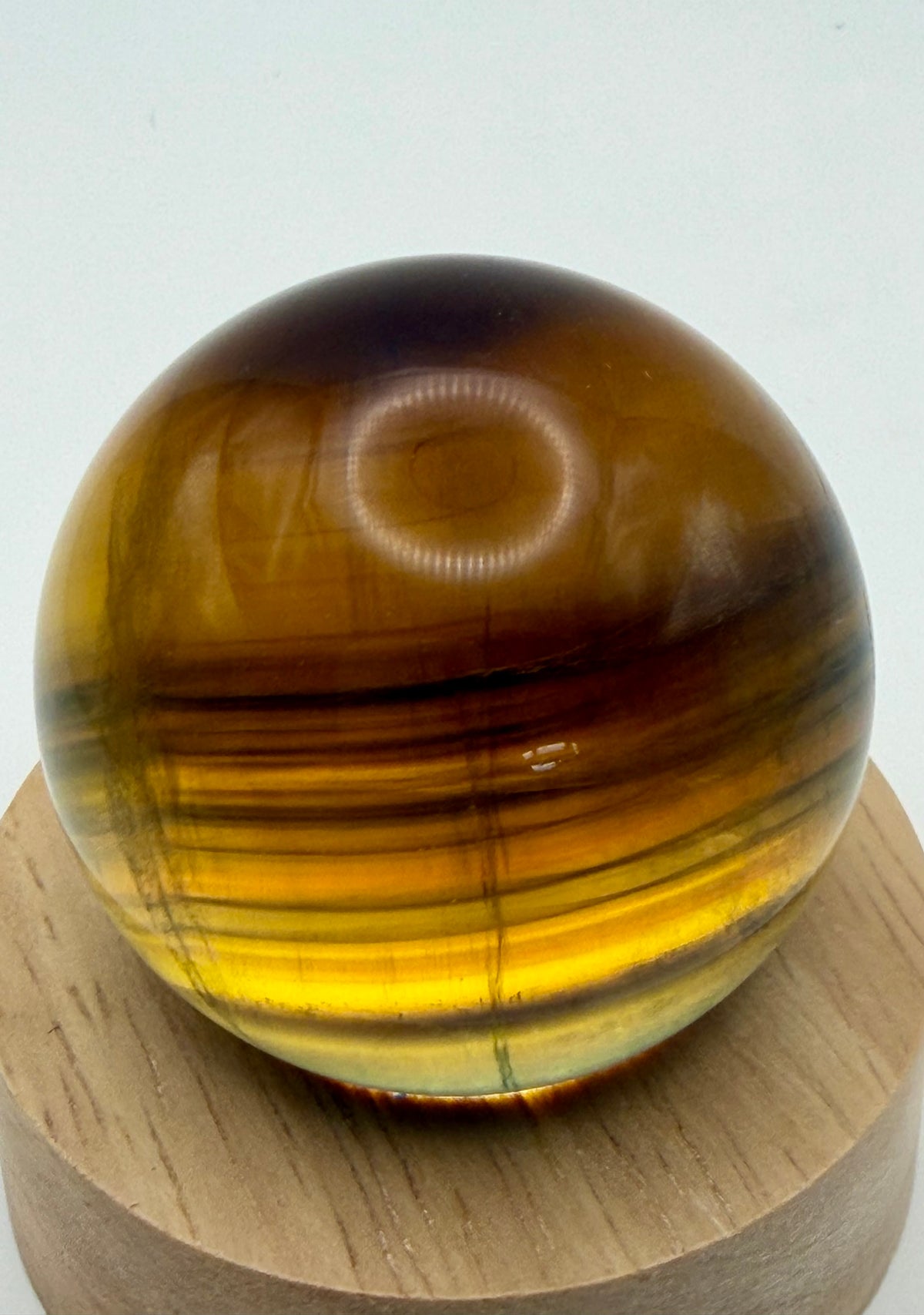 Amber Shadow | All Natural Banded Fluorite Sphere