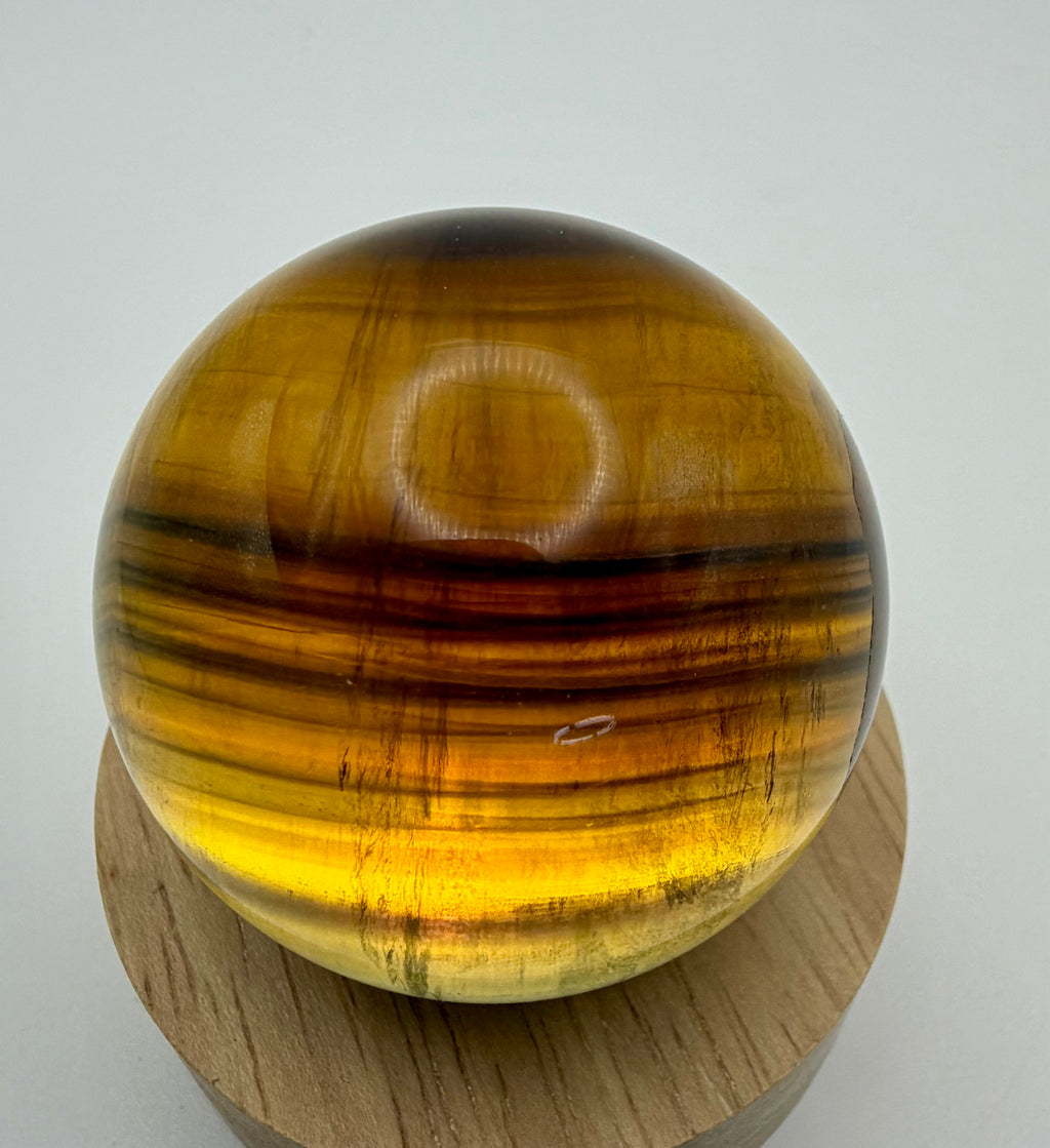 Amber Shadow | All Natural Banded Fluorite Sphere