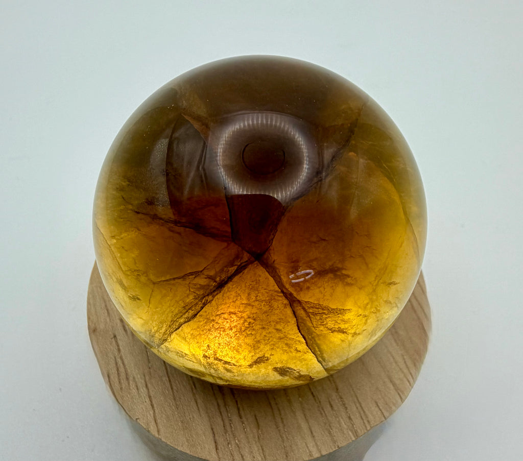 Amber Shadow | All Natural Banded Fluorite Sphere