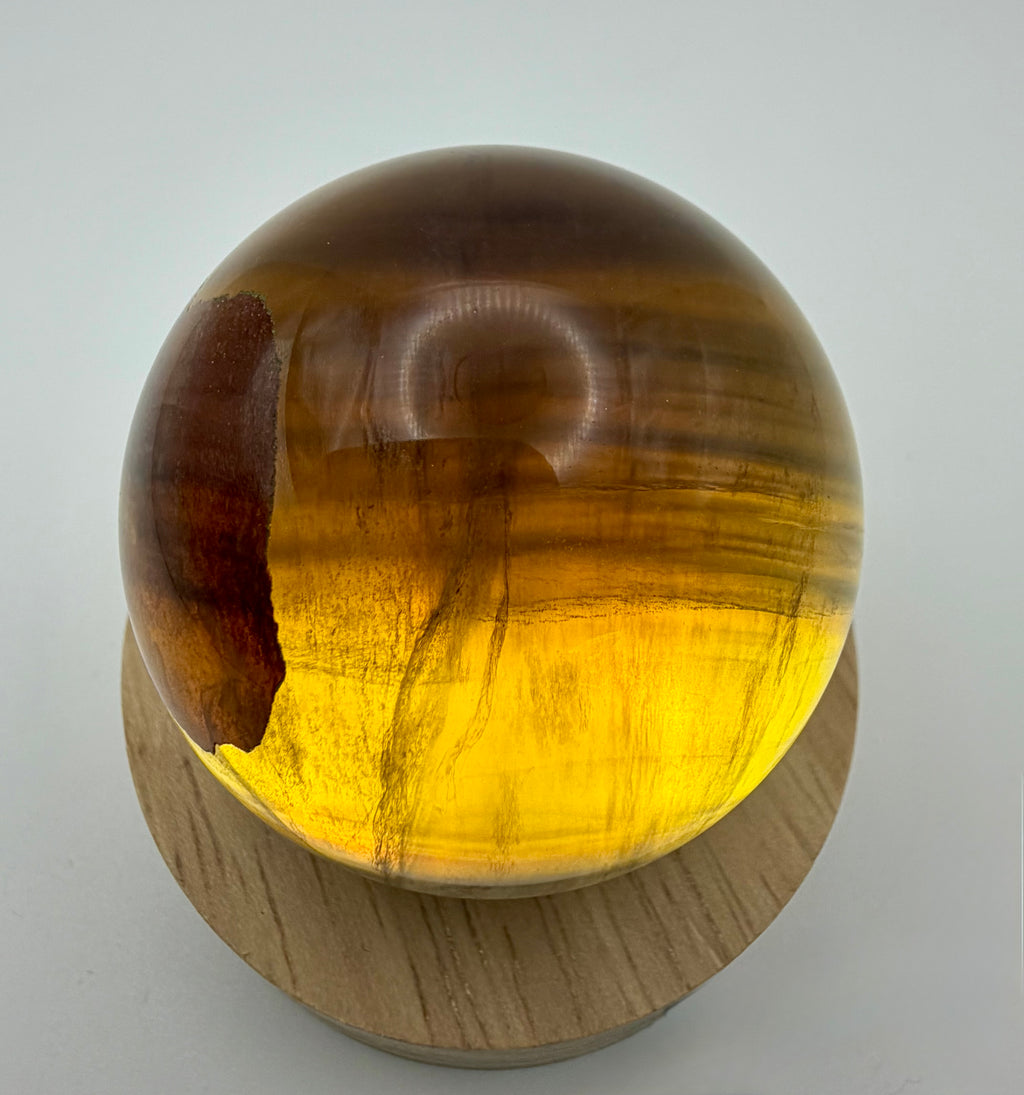 Amber Shadow | All Natural Banded Fluorite Sphere