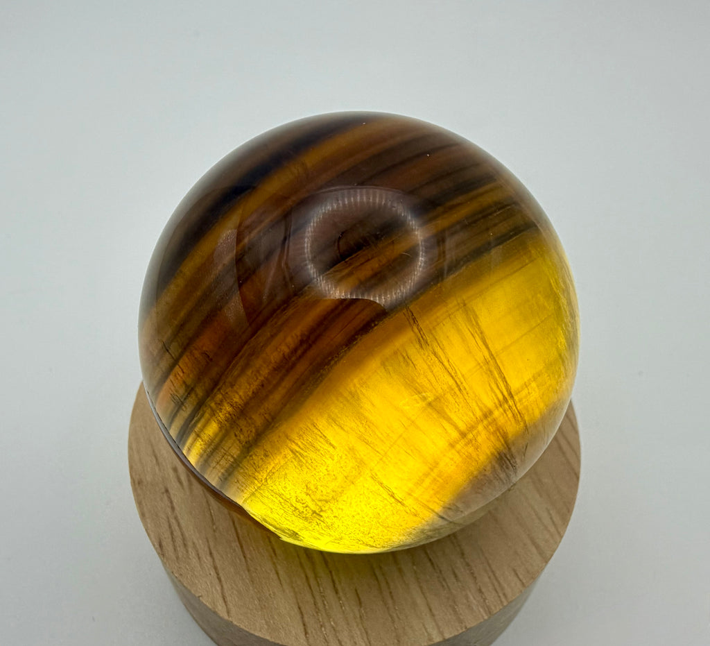 Amber Shadow | All Natural Banded Fluorite Sphere