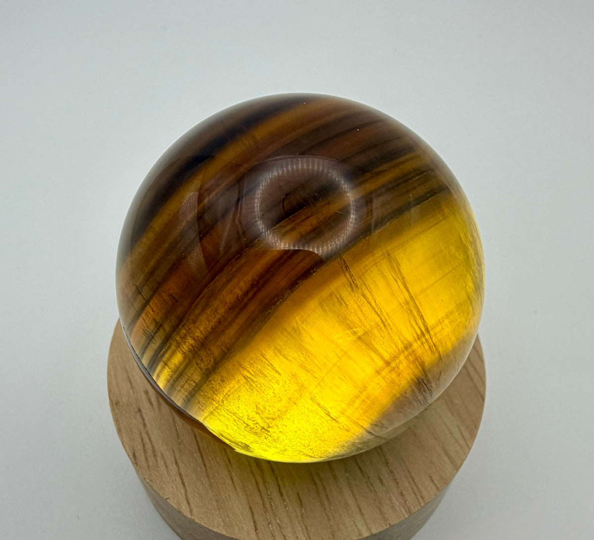 Amber Shadow | All Natural Banded Fluorite Sphere