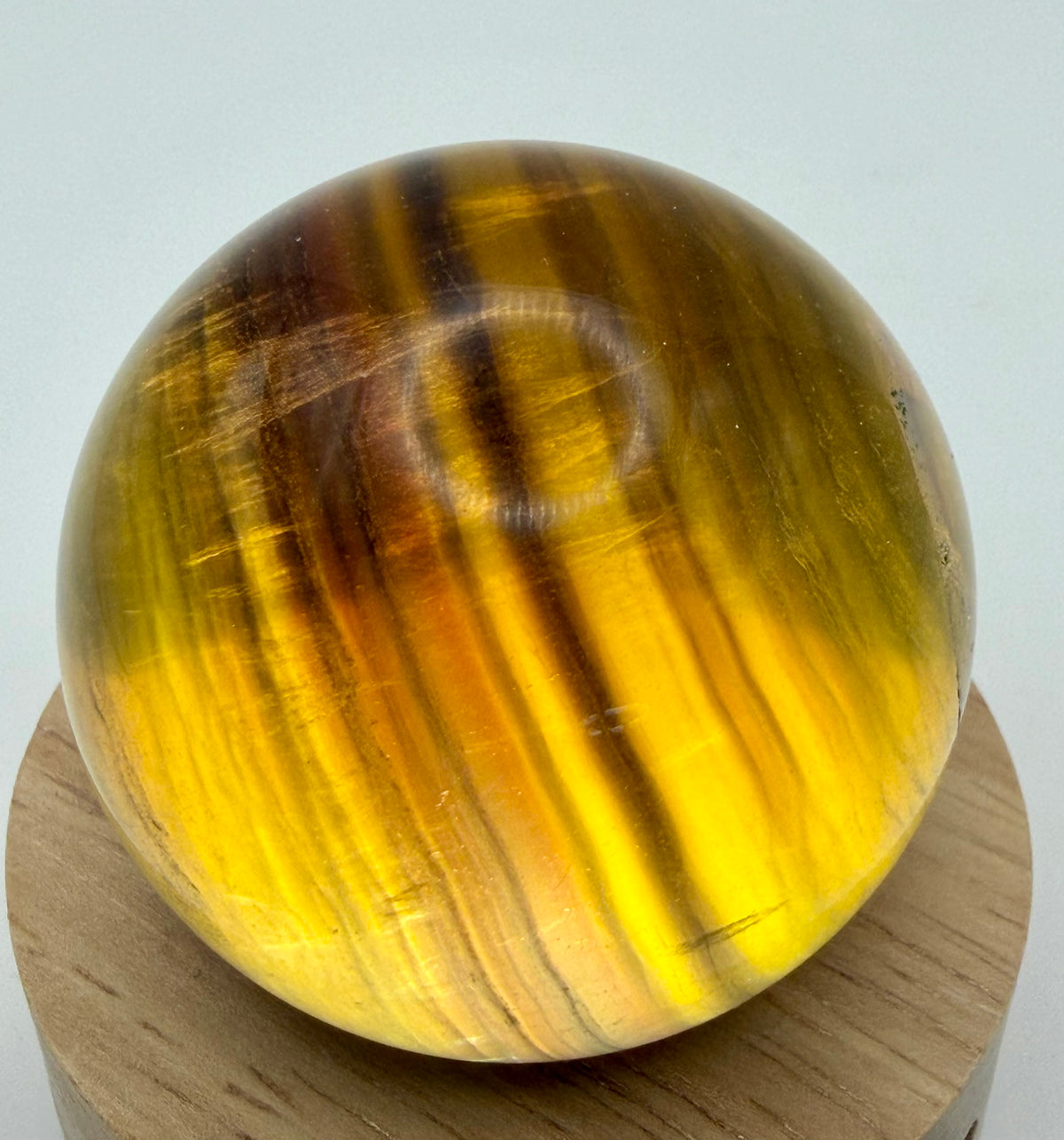 Rare Earth-Toned Fluorite Sphere | Golden Amber, Smoky Brown & Natural Inclusions