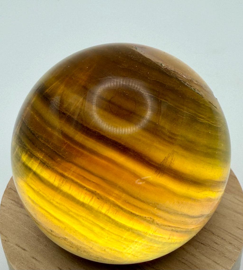 Rare Earth-Toned Fluorite Sphere | Golden Amber, Smoky Brown & Natural Inclusions