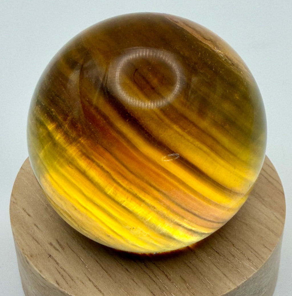 Rare Earth-Toned Fluorite Sphere | Golden Amber, Smoky Brown & Natural Inclusions