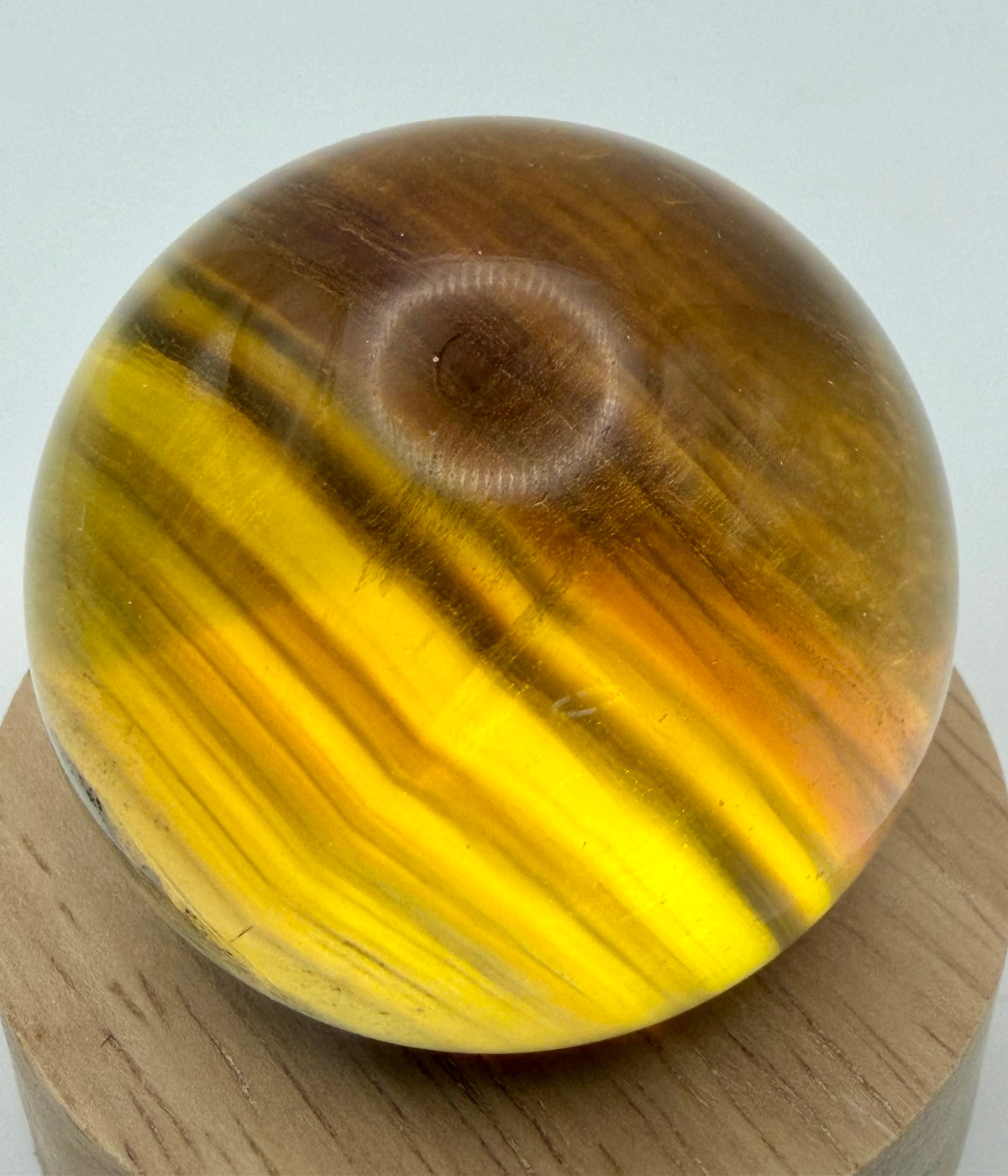 Rare Earth-Toned Fluorite Sphere | Golden Amber, Smoky Brown & Natural Inclusions