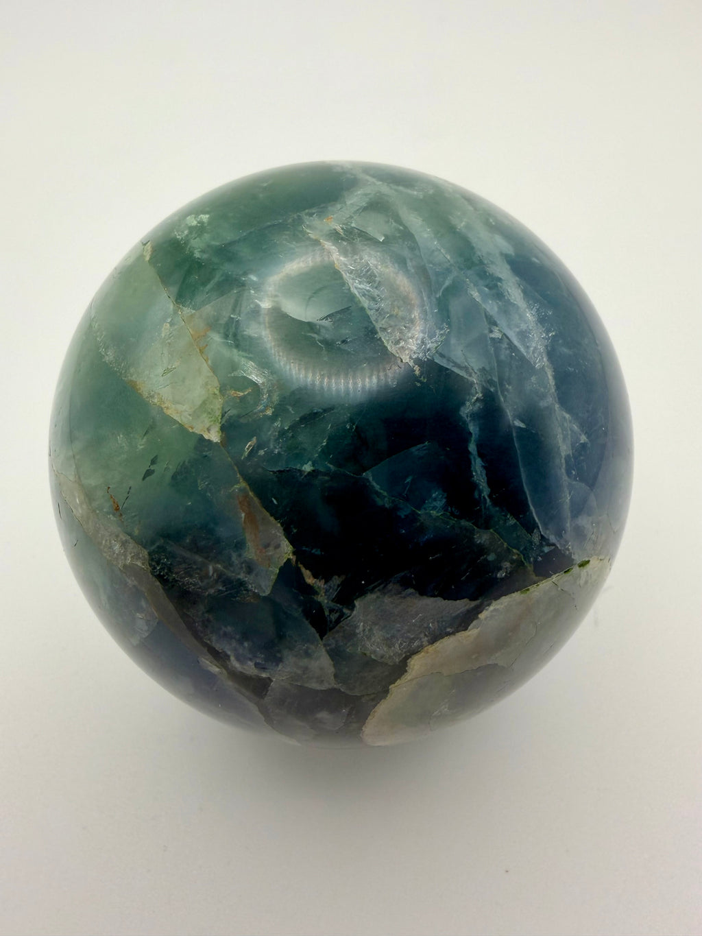 Stormlight | All Natural Blue-Green Fluorite Sphere with Rainbow Flashes