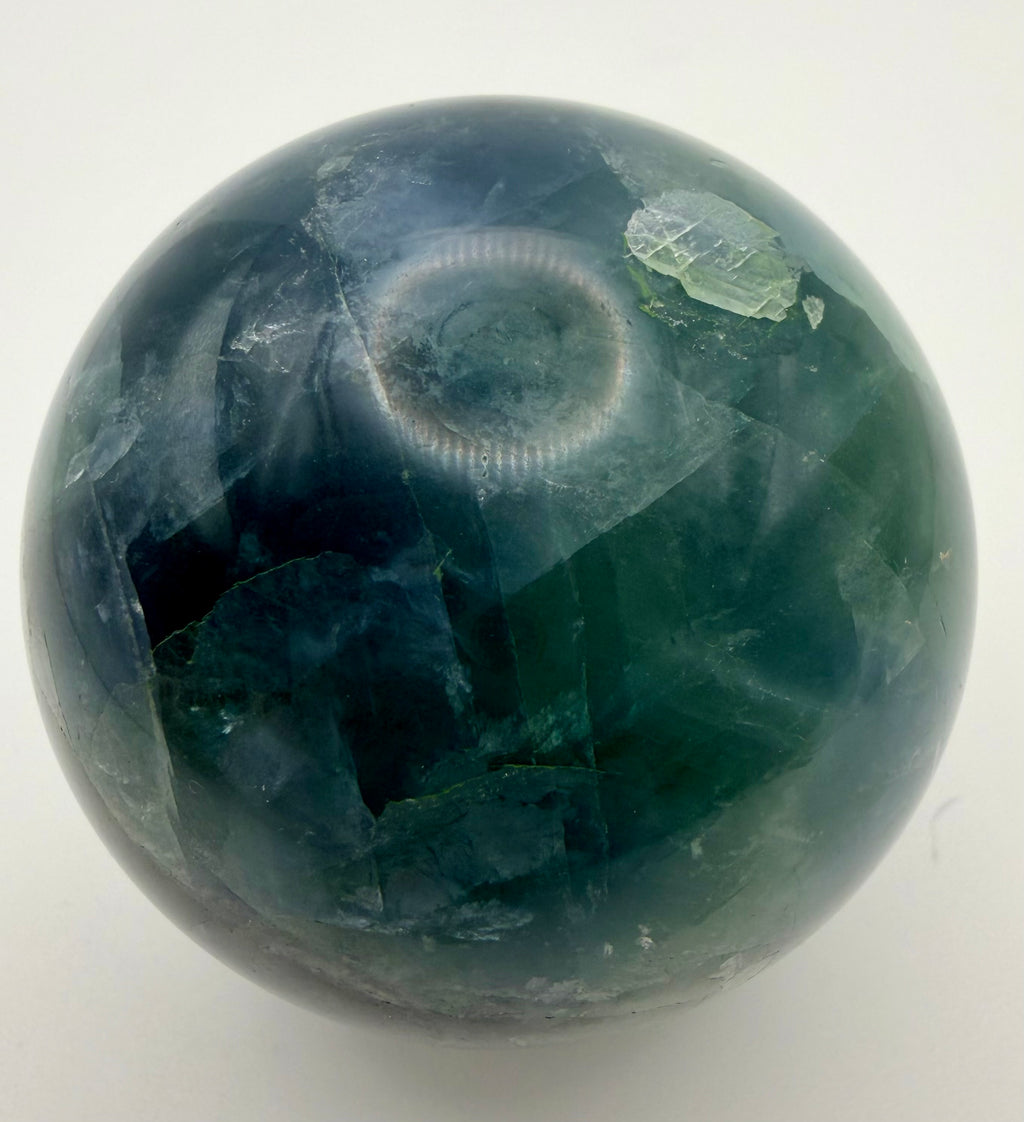 Stormlight | All Natural Blue-Green Fluorite Sphere with Rainbow Flashes