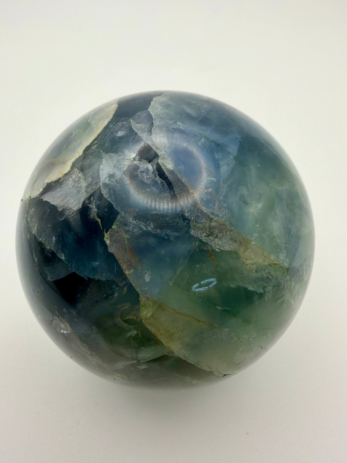 Stormlight | All Natural Blue-Green Fluorite Sphere with Rainbow Flashes