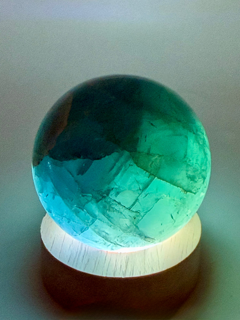 Stormlight | All Natural Blue-Green Fluorite Sphere with Rainbow Flashes