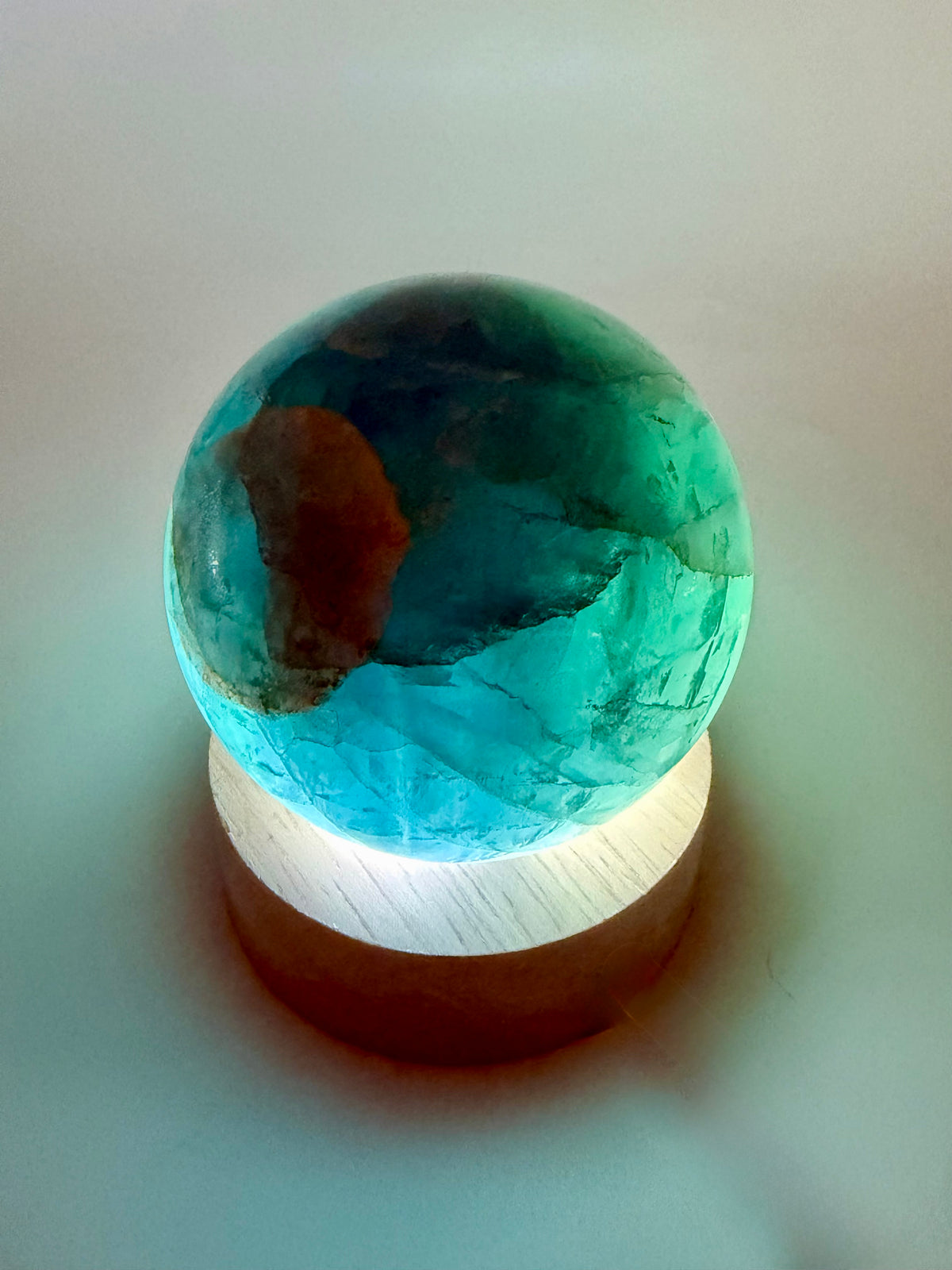 Stormlight | All Natural Blue-Green Fluorite Sphere with Rainbow Flashes