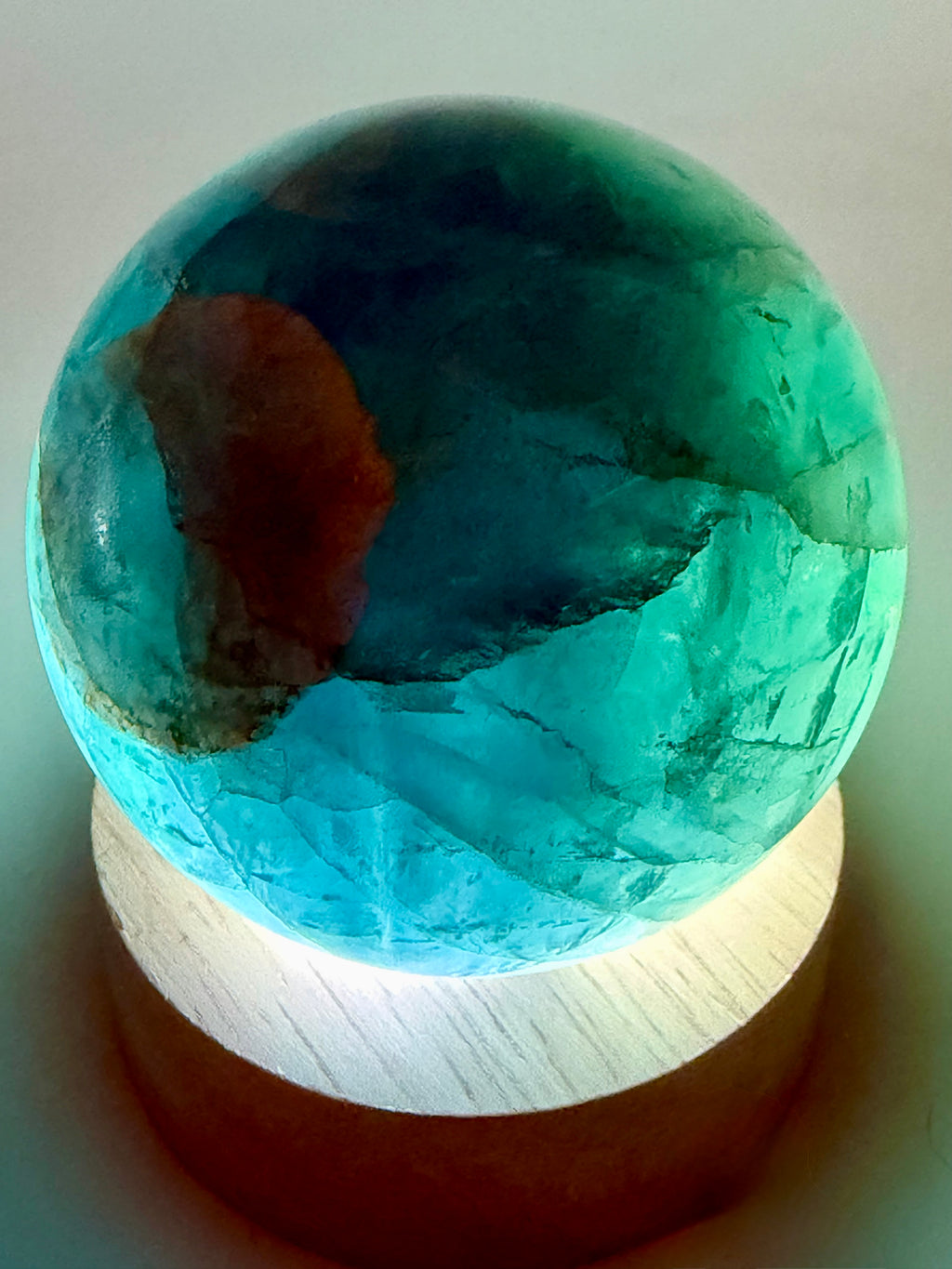 Stormlight | All Natural Blue-Green Fluorite Sphere with Rainbow Flashes