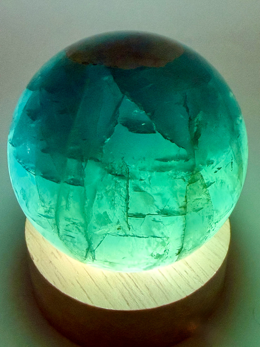 Stormlight | All Natural Blue-Green Fluorite Sphere with Rainbow Flashes