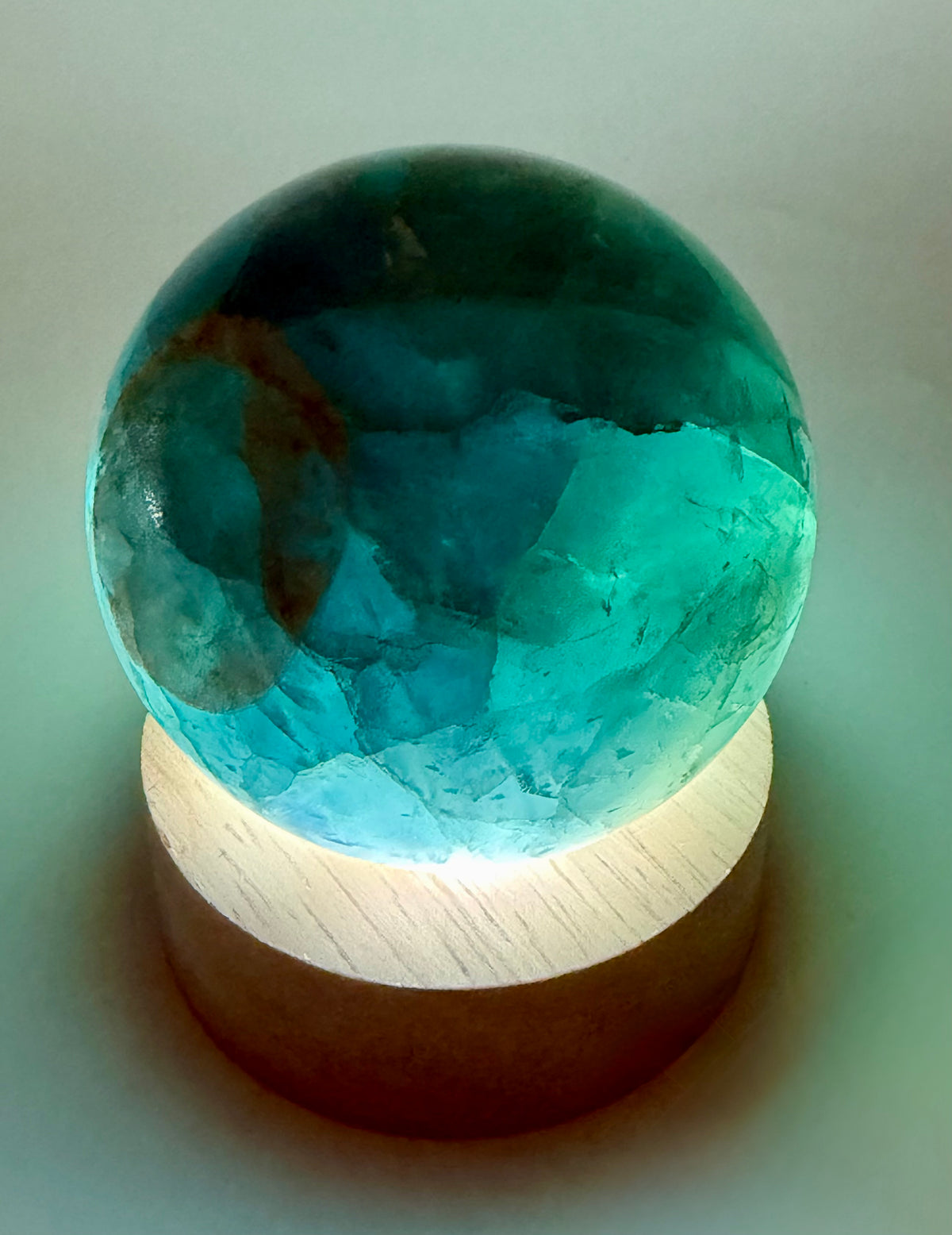 Stormlight | All Natural Blue-Green Fluorite Sphere with Rainbow Flashes