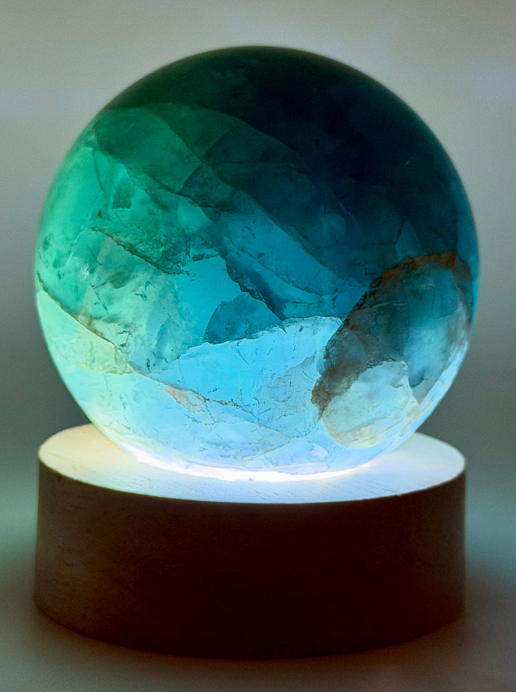Stormlight | All Natural Blue-Green Fluorite Sphere with Rainbow Flashes
