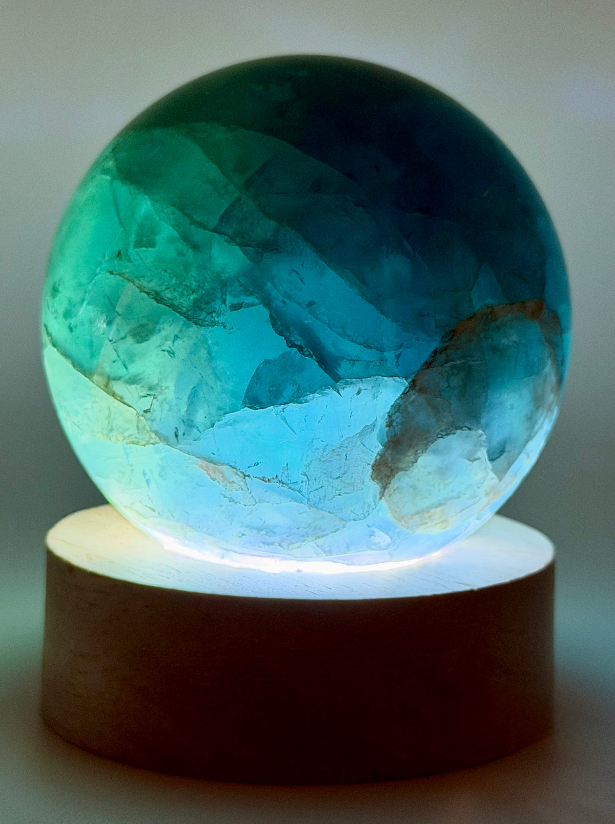 Stormlight | All Natural Blue-Green Fluorite Sphere with Rainbow Flashes