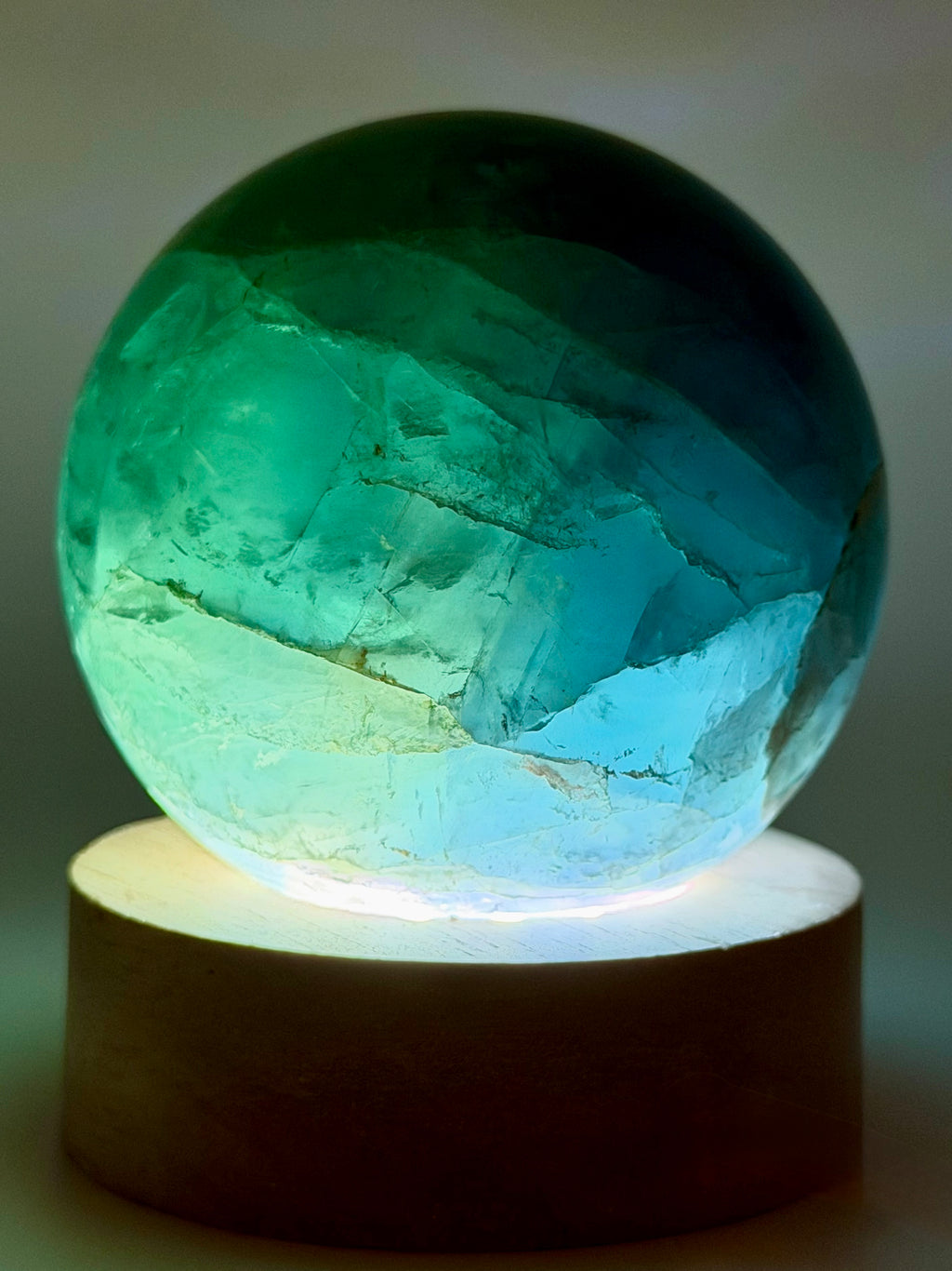 Stormlight | All Natural Blue-Green Fluorite Sphere with Rainbow Flashes