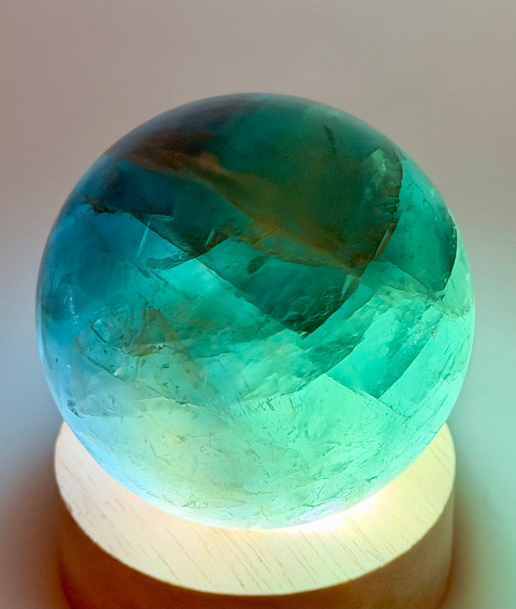 Stormlight | All Natural Blue-Green Fluorite Sphere with Rainbow Flashes