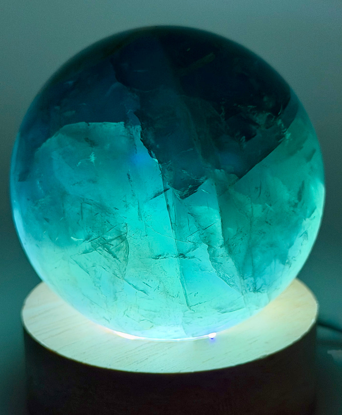 Stormlight | All Natural Blue-Green Fluorite Sphere with Rainbow Flashes