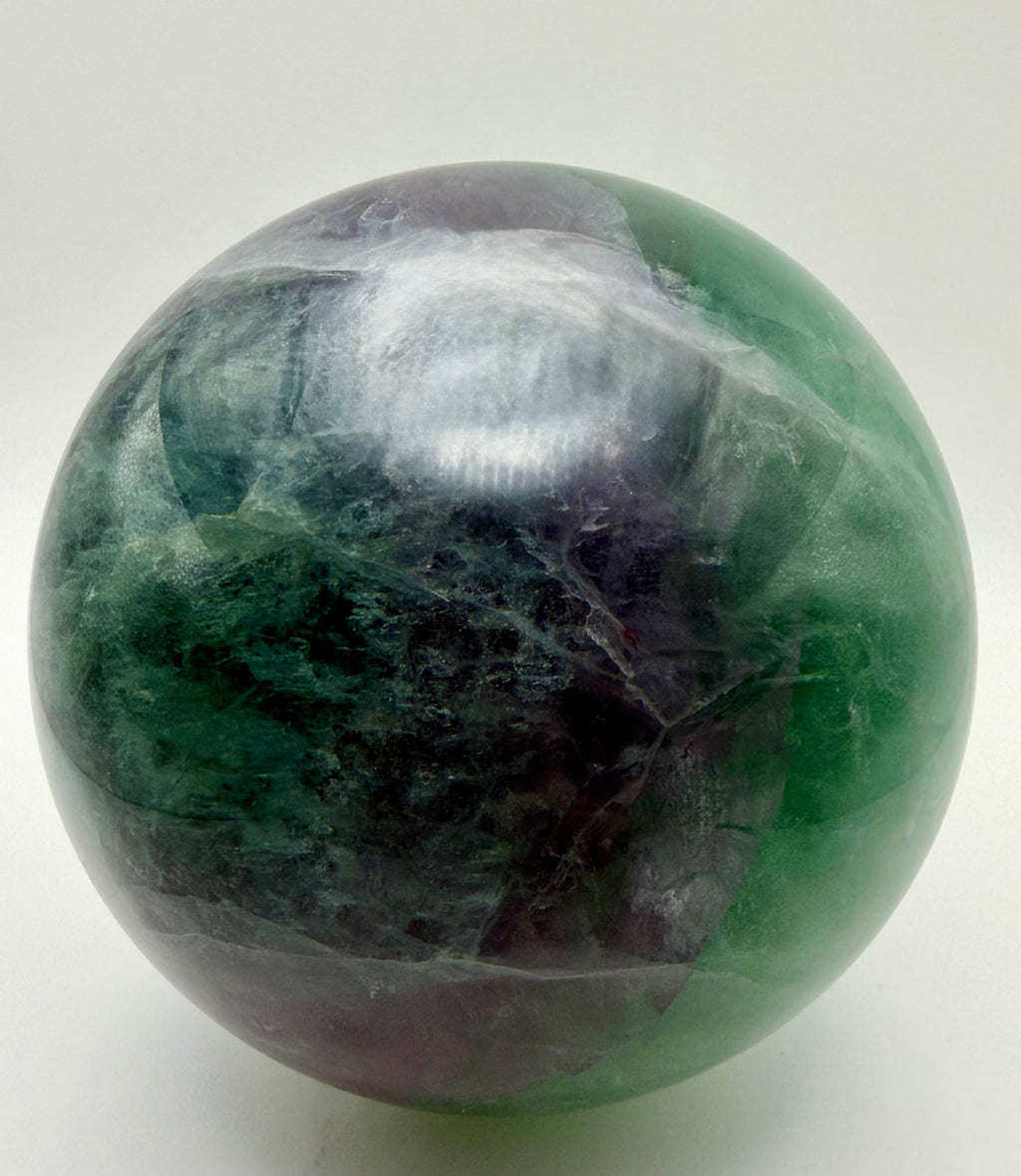 Emerald Reverie | All Natural Green & Purple Fluorite Sphere