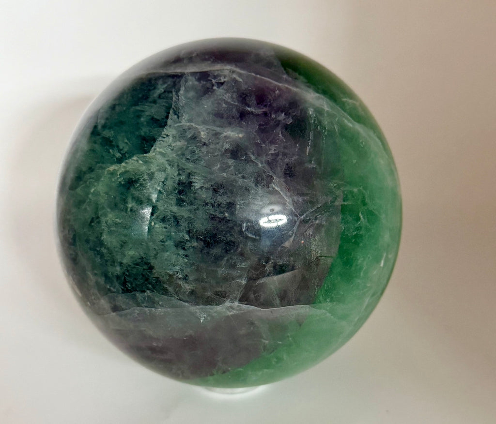 Emerald Reverie | All Natural Green & Purple Fluorite Sphere