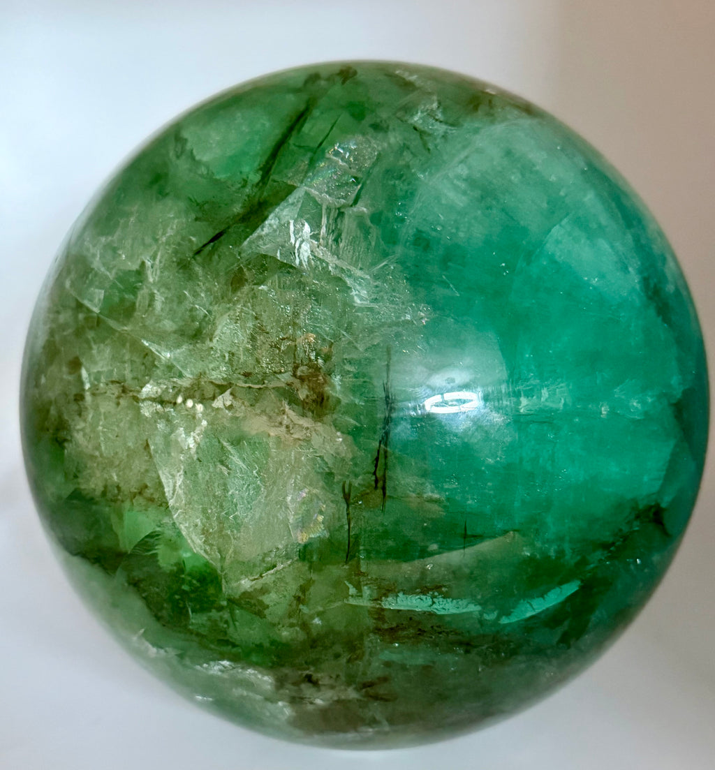 The Emerald Oracle | All Natural Phantom Fluorite Sphere