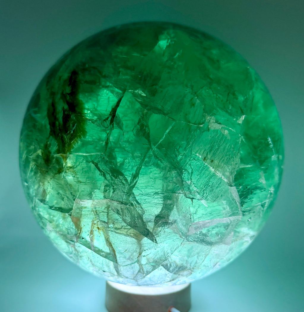 The Emerald Oracle | All Natural Phantom Fluorite Sphere