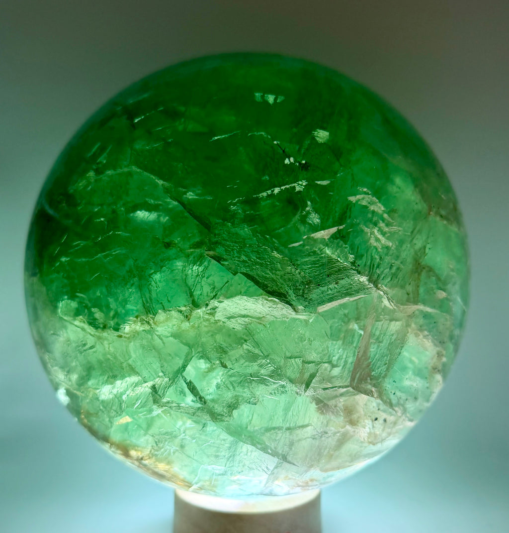 The Emerald Oracle | All Natural Phantom Fluorite Sphere