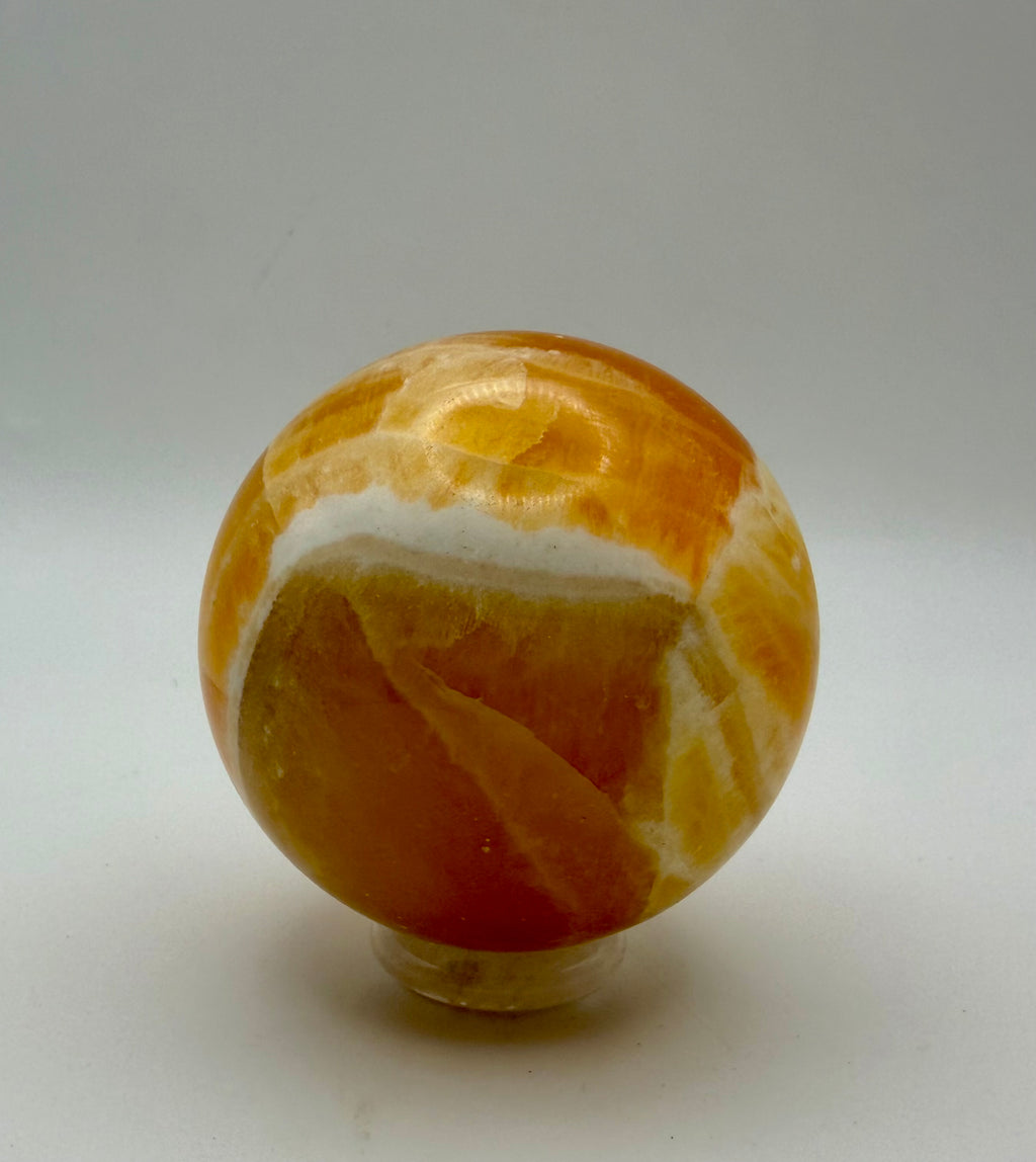 Golden Alchemy | All-Natural Honey Calcite Tower &amp; Sphere Crystal Bundle