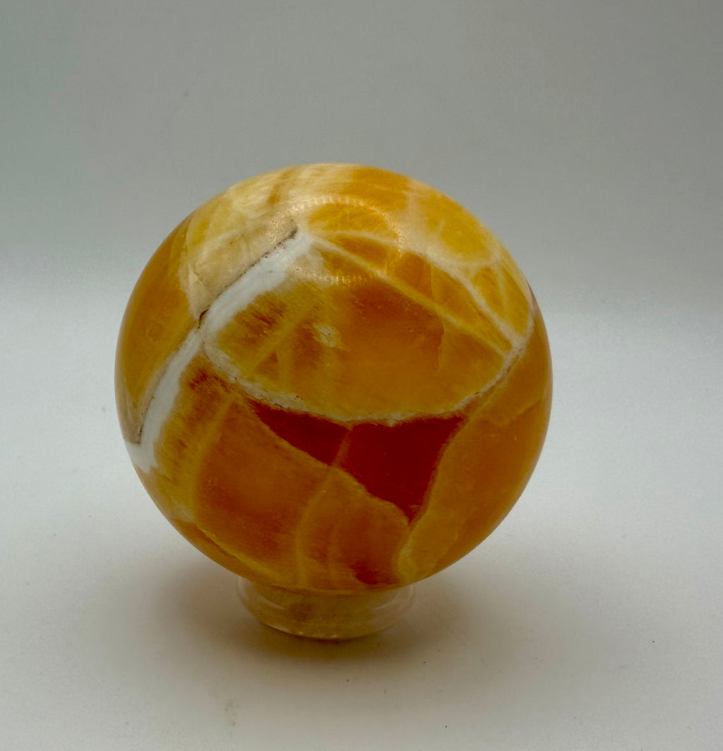 Golden Alchemy | All-Natural Honey Calcite Tower &amp; Sphere Crystal Bundle