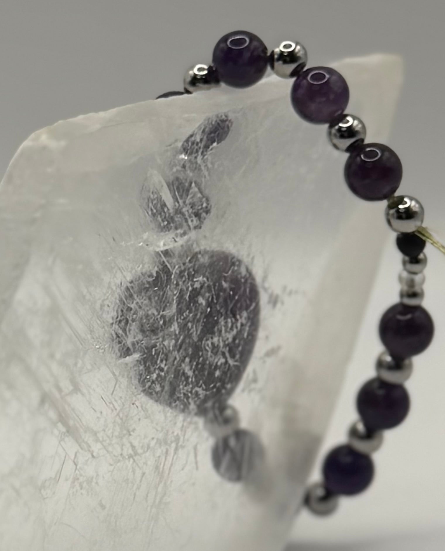 ✨ One-of-a-Kind Amethyst & Hematite Healing Bracelet – Handmade Natural Crystal Jewelry