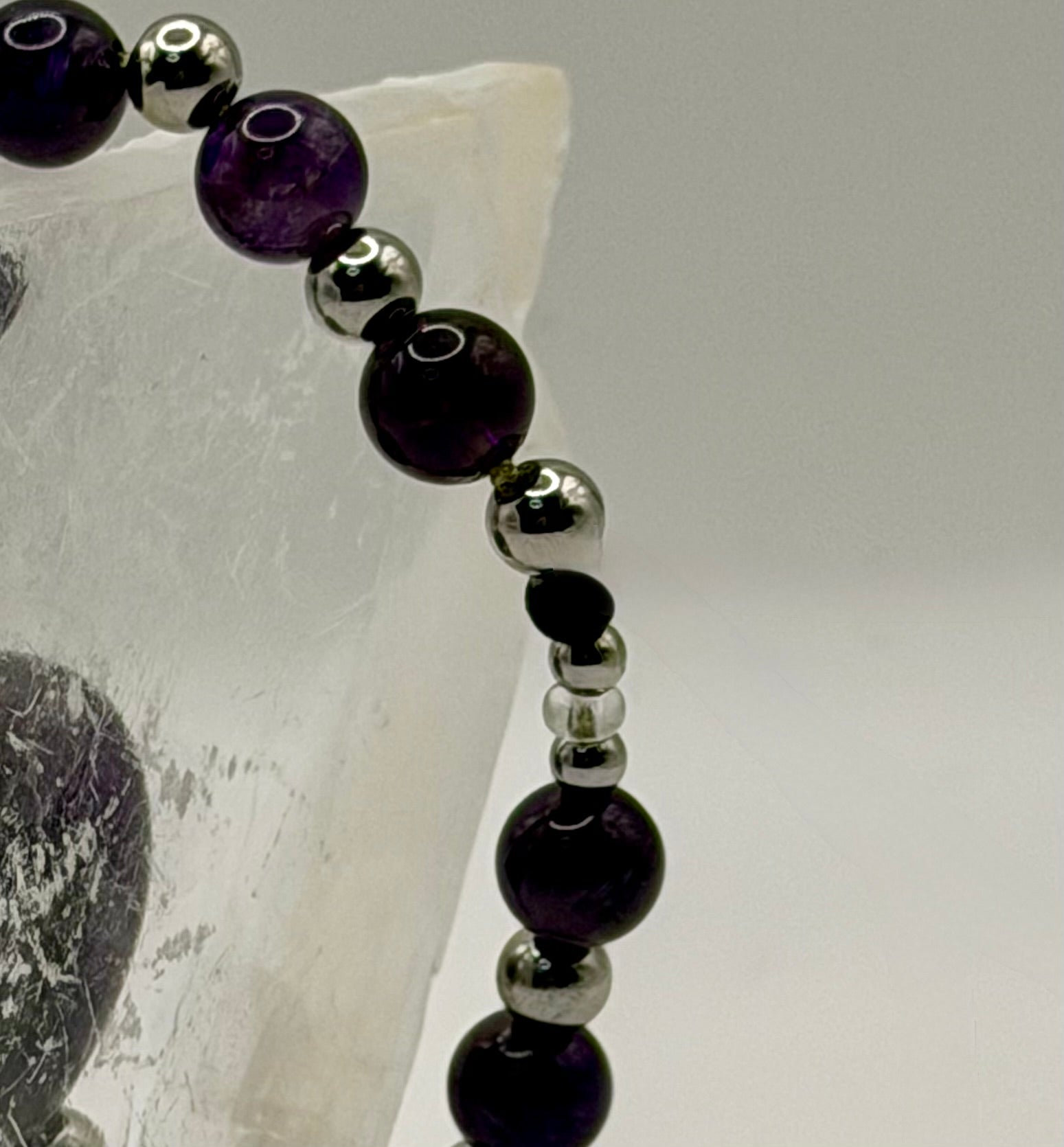 ✨ One-of-a-Kind Amethyst & Hematite Healing Bracelet – Handmade Natural Crystal Jewelry