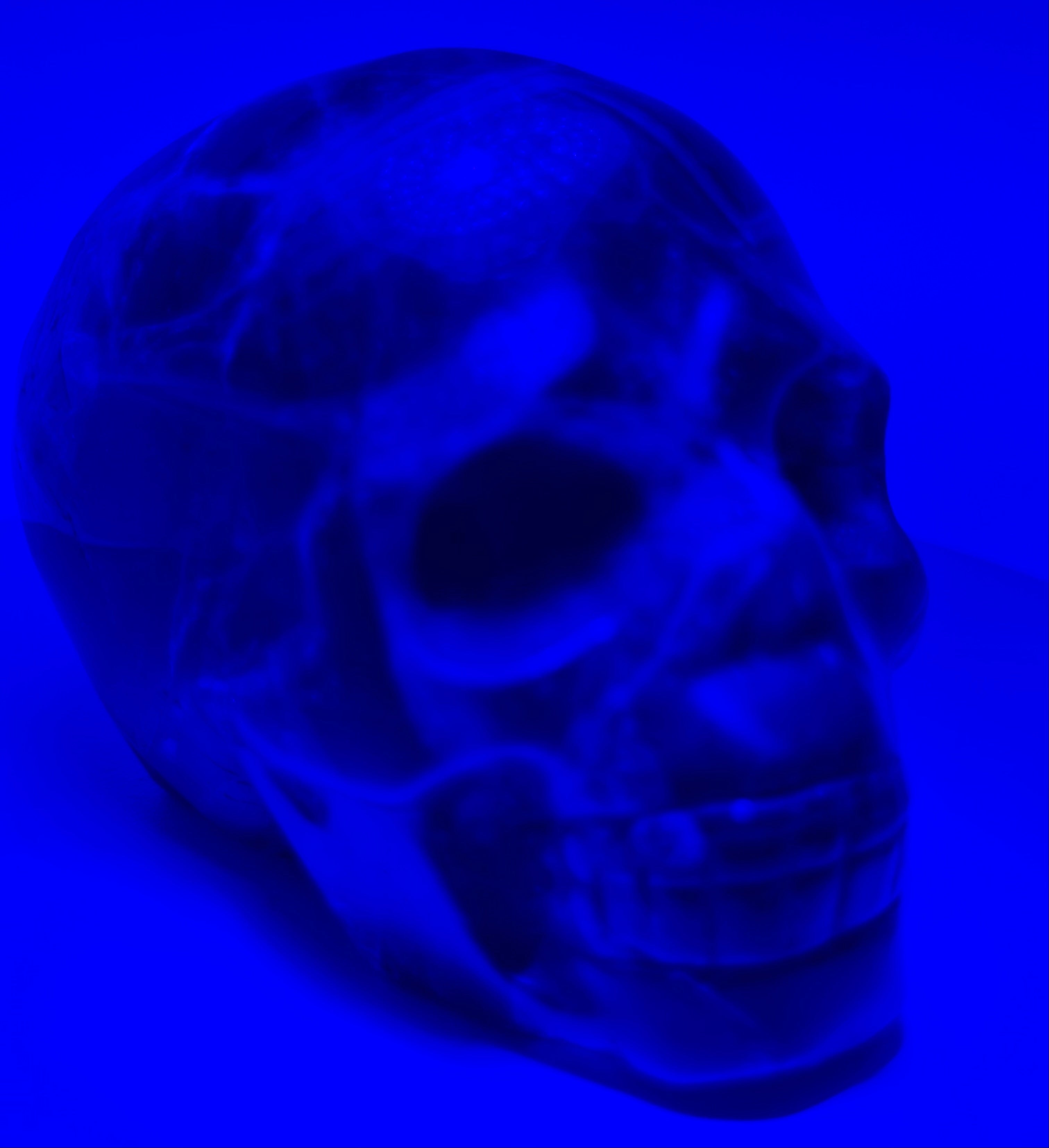 Black Rose Fluorite Skull – Heavy Blue Color Crystal Carving