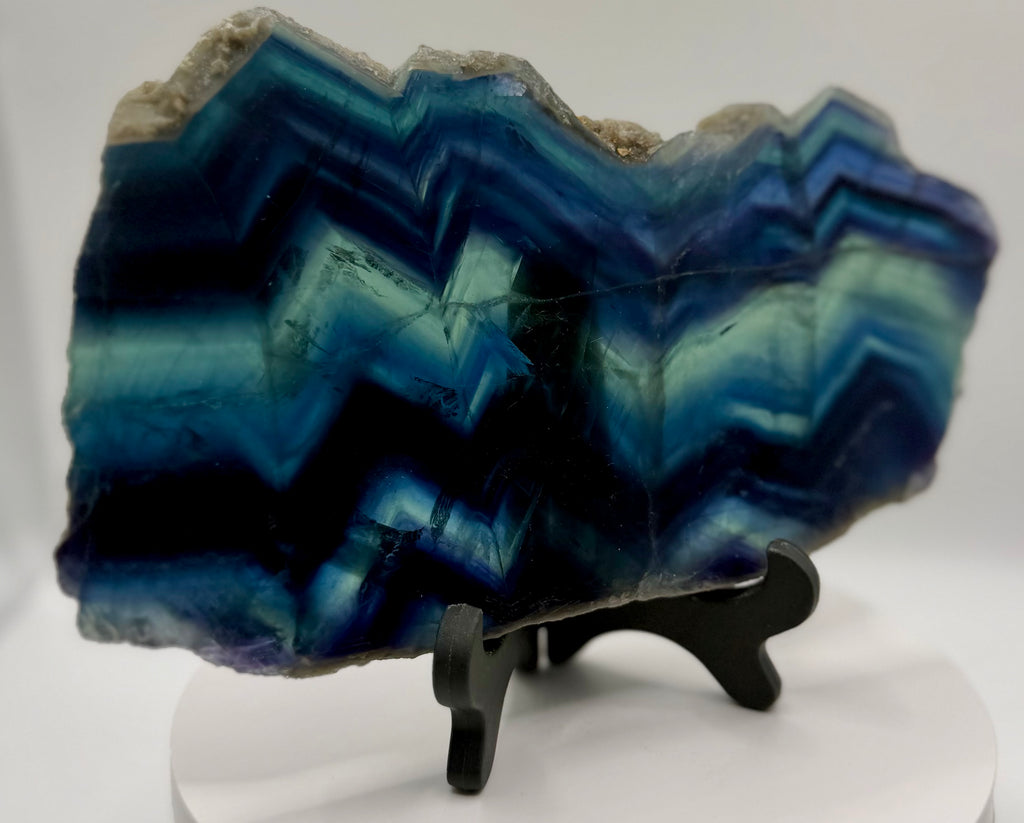Rare Black Rose Fluorite Slab – 0.458 kg, Natural Blue & Green Banding, One-of-a-Kind